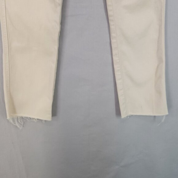 MOTHER High Waisted Rascal Ankle Fray Jeans Womens 27 Chalk It Up Ivory Stretch - Picture 10 of 16